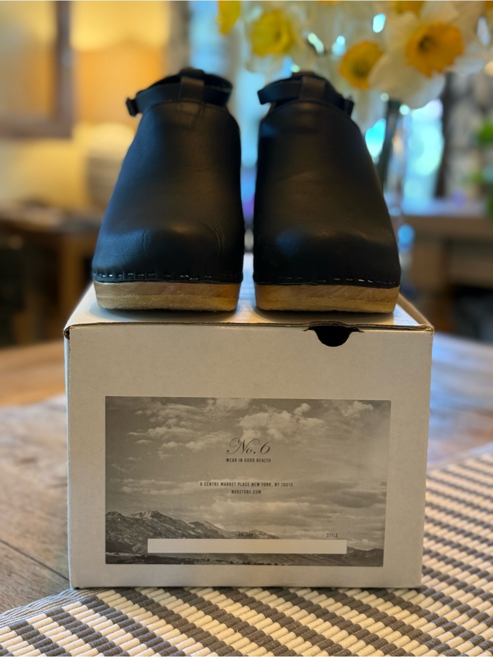 No. 6 Store the Classic Black Leather Clogs 39 Ankle Strap Platform Heels - Picture 5 of 12